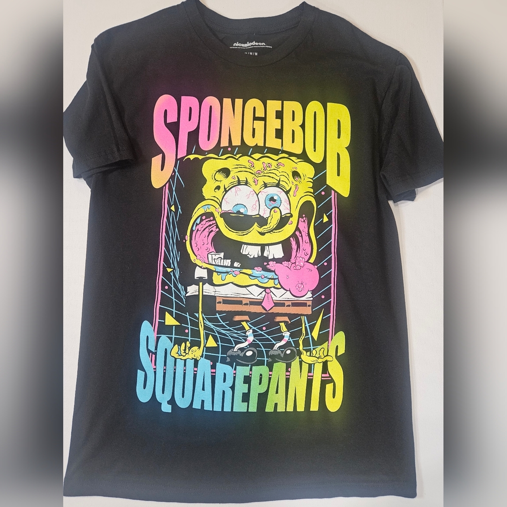 SpongeBob SquarePants‎ T-Shirt Mens Medium Black Psychedelic